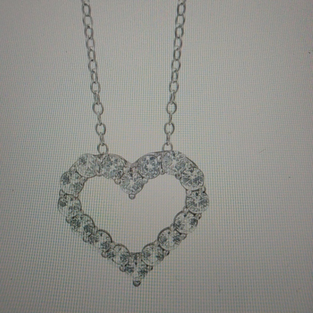 * CLEARANCE* Gemstone Brilliance Sterling Silver Heart Necklace w/White Sapphire